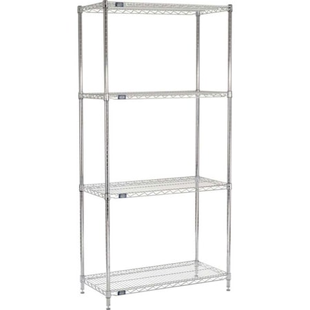 Nexel 5 Tier Chrome Wire Shelving Starter Unit, 36W x 24D x 63H 24366C5